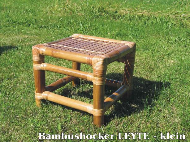Bild zeigt den Bambushocker LEYTE - klein mit seinen Querverstrebungen aus dickwandigem Bambusrohr, die für eine sehr hohe Stabilität und Belastbarkeit sorgen Produktfoto